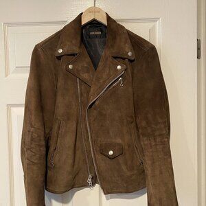 Buck Mason Motorcycle Jacket - Brown Suede Leather - XS